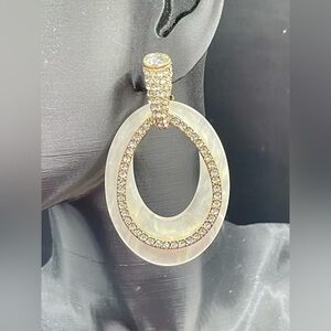 Heidi Daus Vintage NWOT 4 in1 Crystal Dangle Earrings Dual Stud Post & Clip Back